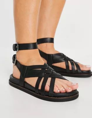 ASRA Samara gladiator sandals in black leather | ASOS (Global)