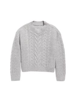 Cozy Cable-Knit Mock-Neck Sweater for Girls | Old Navy (US)