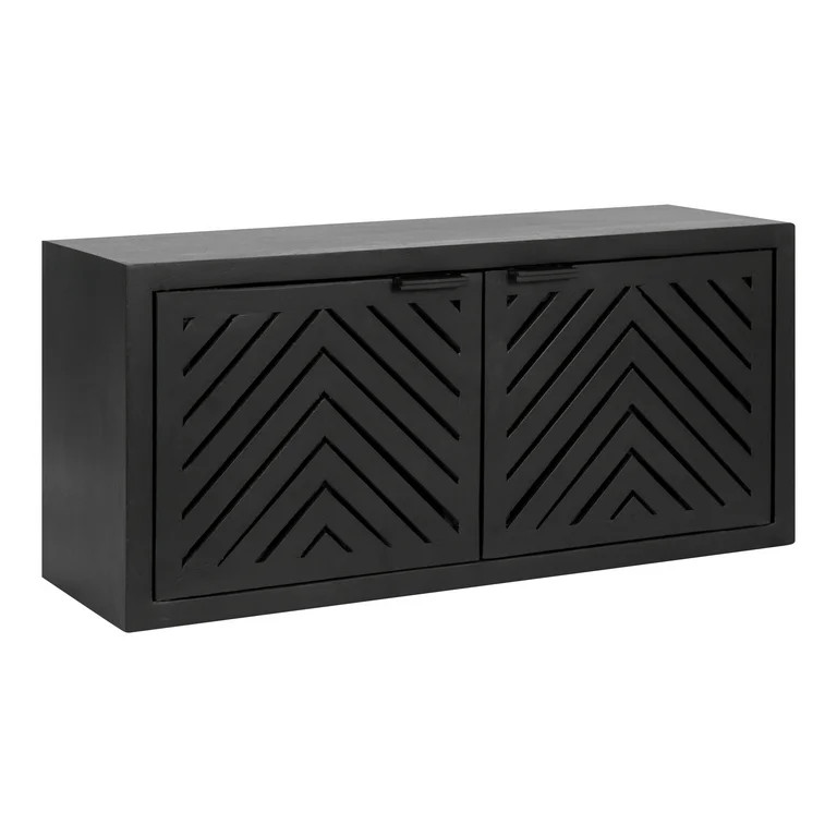Kate and Laurel Mezzeta Decorative 2-Door Wall Cabinet, 30 x 10 x 14, Black, Decorative Modern St... | Walmart (US)