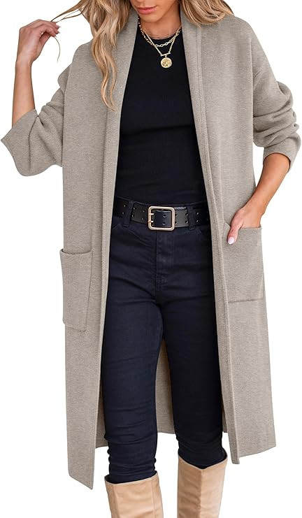 ANRABESS Women's Cardigan Long Sweater Oversized Open Front Knit Duster Coat 2024 Trendy Lady Fal... | Amazon (US)