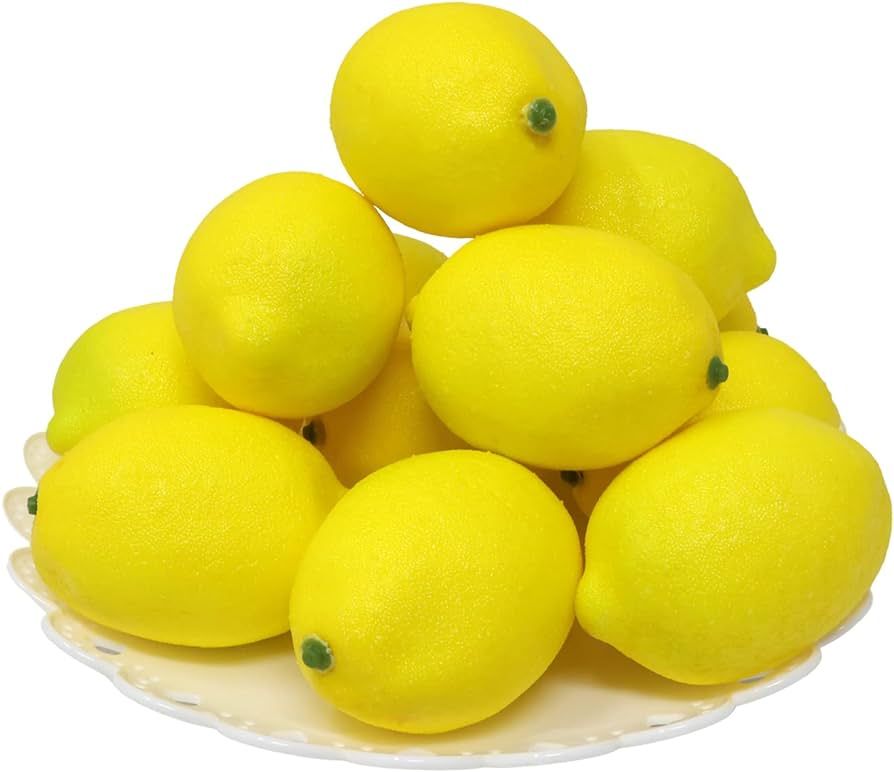 yueton 12PCS Lifelike Artificial Lemon, Realistic Faux Lemon Fake Fruit, Simulation Fruits Model ... | Amazon (US)