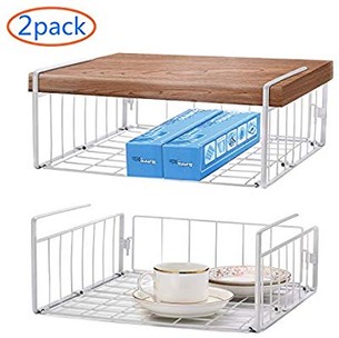 Click for more info about Simple Trending Under Cabinet Organizer Shelf, 2 Pack Wire Rack Hanging Storage Baskets for Kitchen