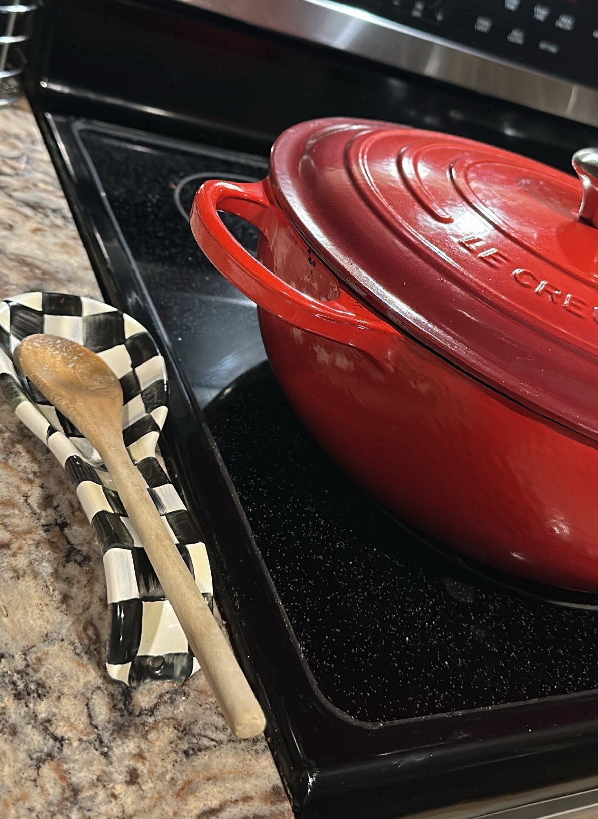 Classic best friends. ♥️ Courtly Check from Mackenzie-Childs +  LeCrueset is so iconic and a dynamic duo in the kitchen. The spoon rest is so cute and is sturdy enamelware, and the Chef’s Oven is perfect for all types of dinners. They both look gorgeous on your holiday and year round table setups. ♥️ The Chef Oven is on sale right now, hurry to grab the colors they have left!

#LTKOver40 #LTKfoodie #LTKHome