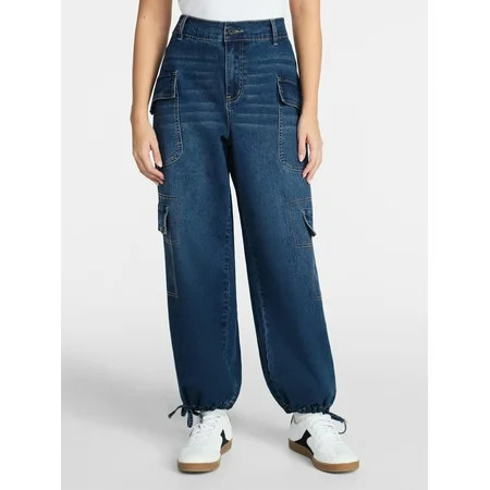 Madden NYC Women's Denim Cargo Joggers, 28" Inseam, Sizes XXS-XXL | Walmart (US)