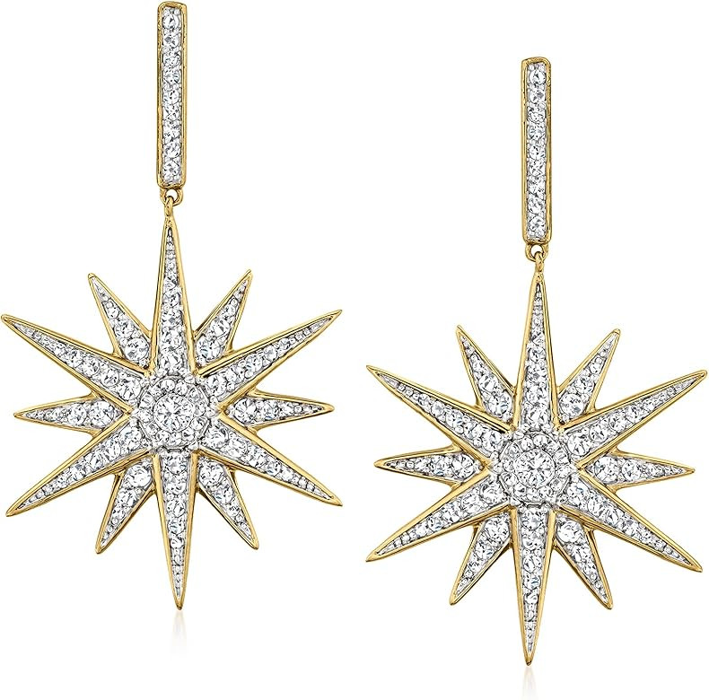 Ross-Simons 1.00 ct. t.w. Diamond Starburst Drop Earrings in 18kt Gold Over Sterling | Amazon (US)