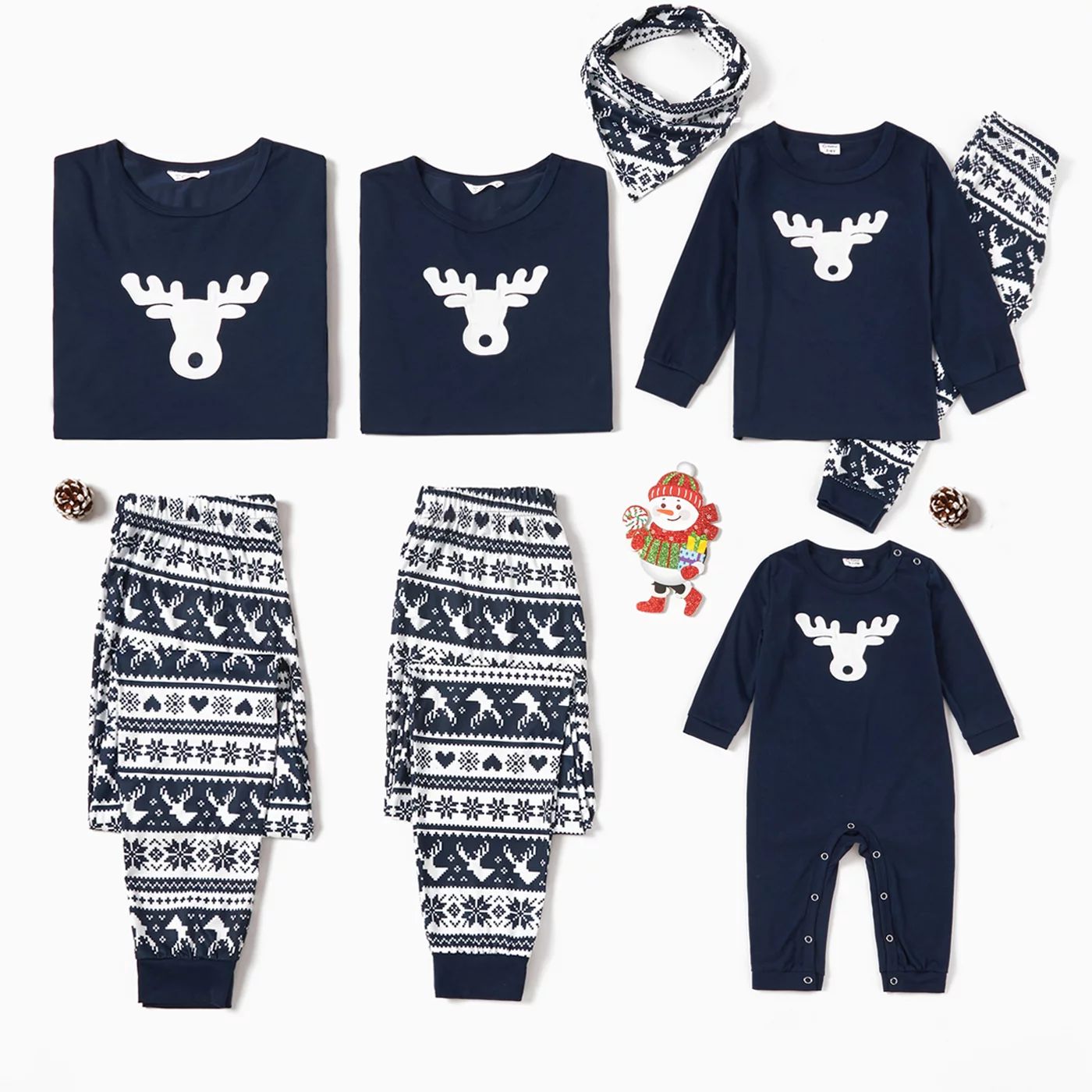PatPat Blue Family Matching Reindeer Print Christmas Pajamas Sets,Flame Resistant,2-piece,Sizes B... | Walmart (US)