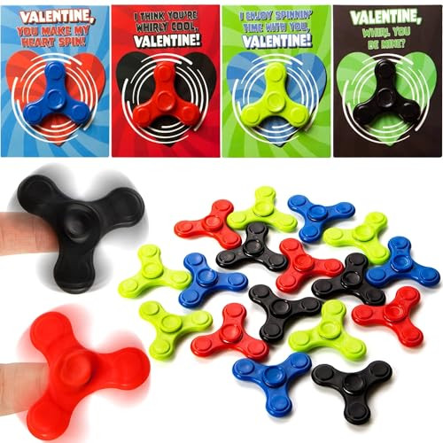 JOYIN 28 Packs Valentines Cards with Fidget Spinner, Stress Relief Hand Finger Spinner Fidget Toy... | Amazon (US)