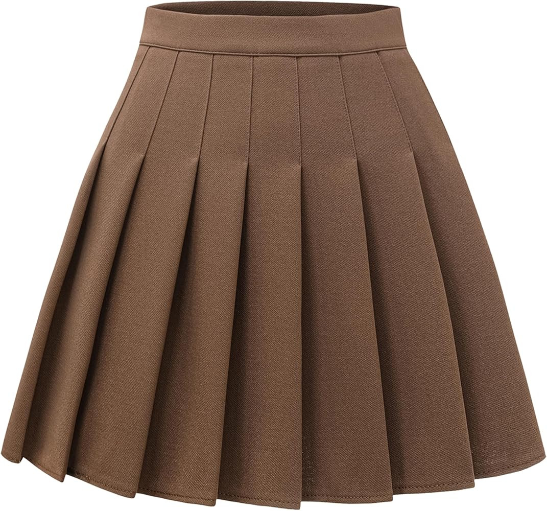 Women Pleated Skirt A-Line Short Mini Basic Skirt School Uniform Cheerleader Skirts Skater Skirt | Amazon (US)