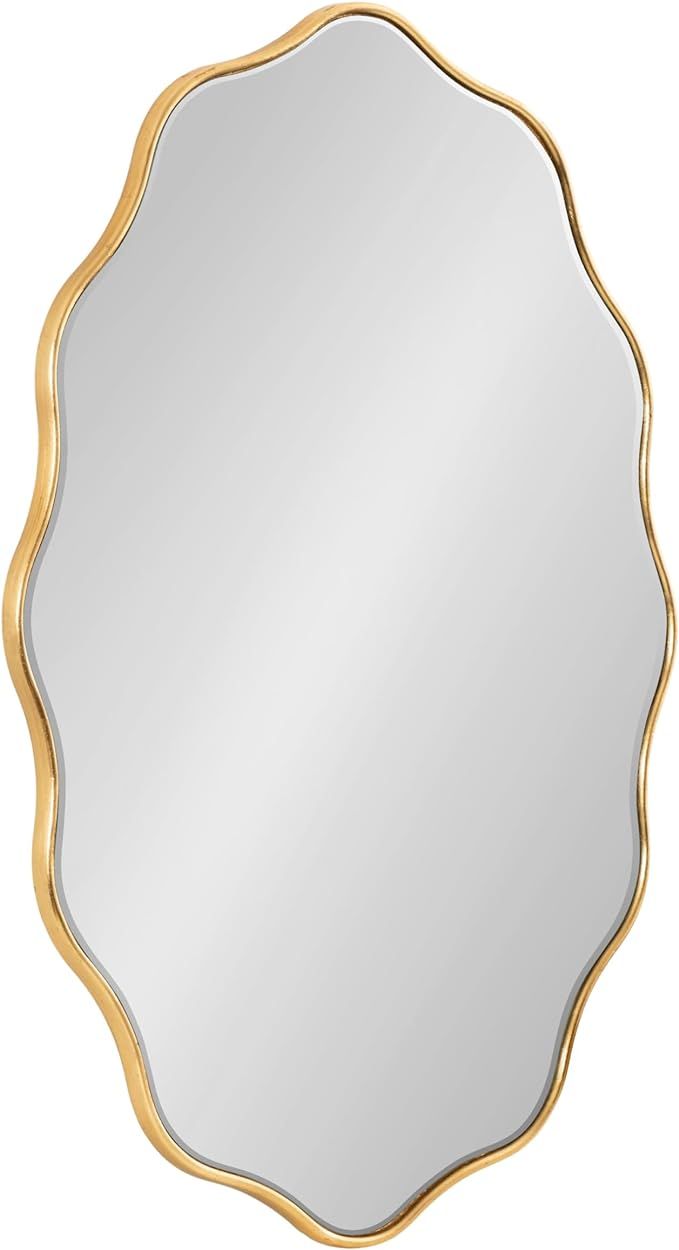 Kate and Laurel Viona Modern Scalloped Oval Mirror, 24 x 34, Gold, Decorative Round Wall Mirror w... | Amazon (US)