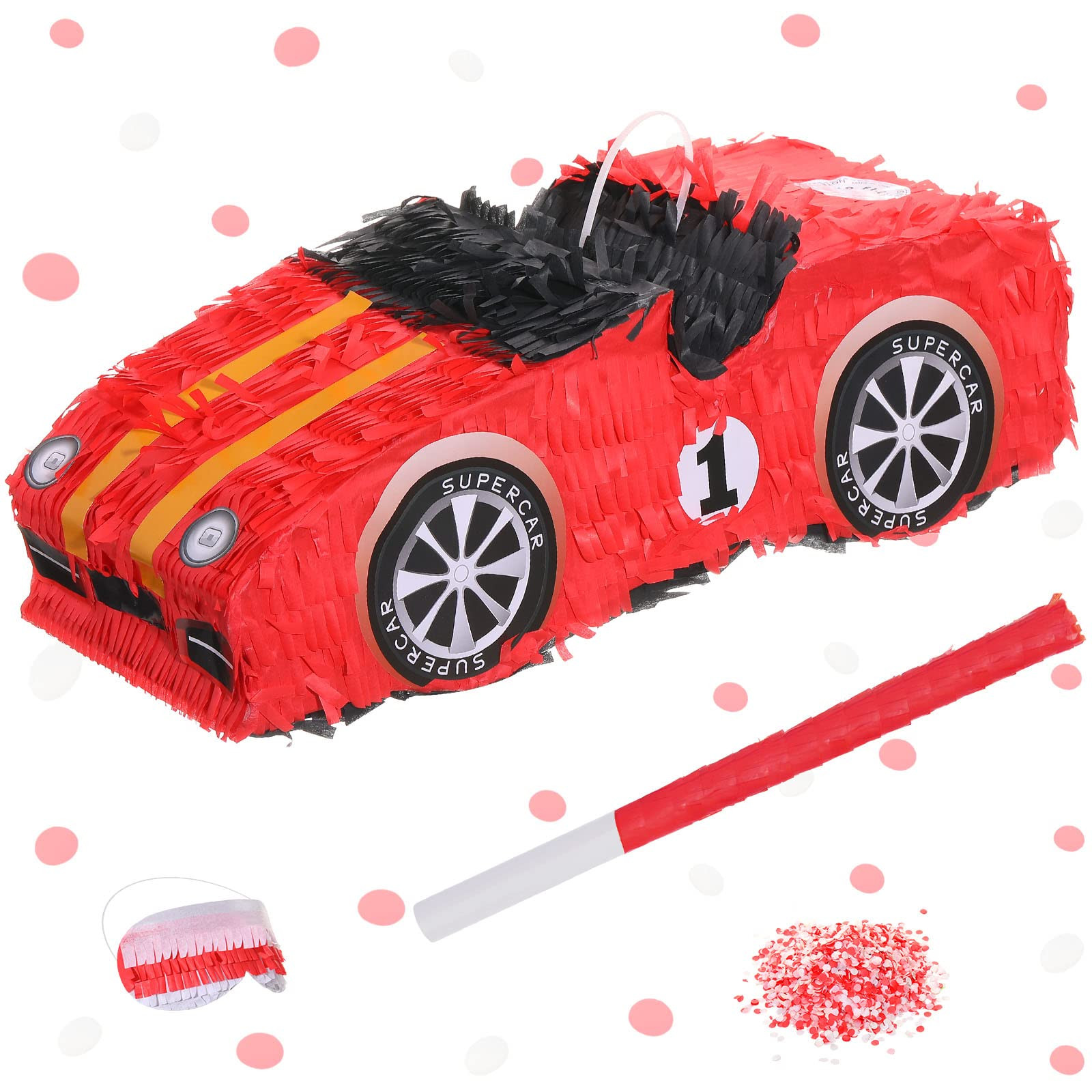 Sotiff Race Car Piñata with Blindfold Bat Confetti, 16 x 5 x 7'' 3D Mexican Race Car Piñata for... | Amazon (US)