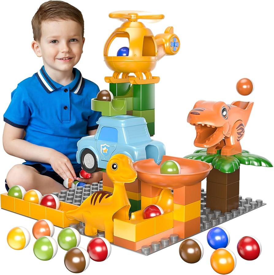 Airkid Marble Runs for Kids 4-8,Marble Run for Kids Ages 3-5 with Dinosaur Building Blocks, Monte... | Amazon (US)