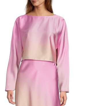 Coordinating Bella A-Line Ombre Satin Midi Skirt | Dillard's