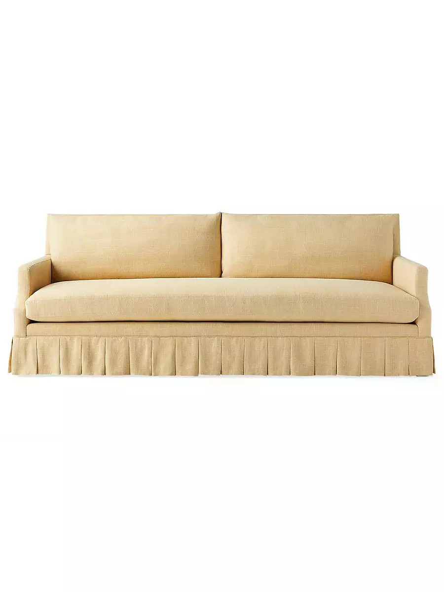 Grady Notch Arm Pleated Sofa in Wheat Washed Linen | Serena and Lily