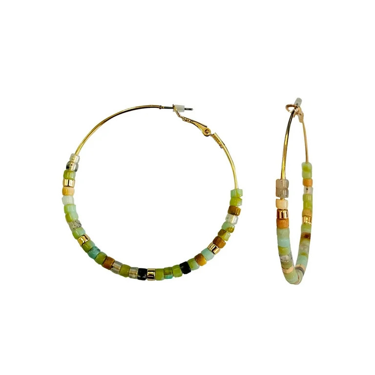 Time and Tru Beaded Wire Hoop Earrings | Walmart (US)