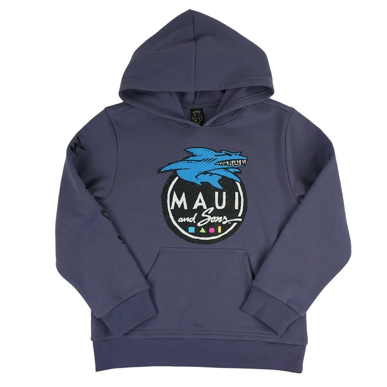 Maui and Sons Boys Fleece Hoodie, Twisted Logo Pullover, Dusk, Back-to-School Warm Layer | Walmart (US)
