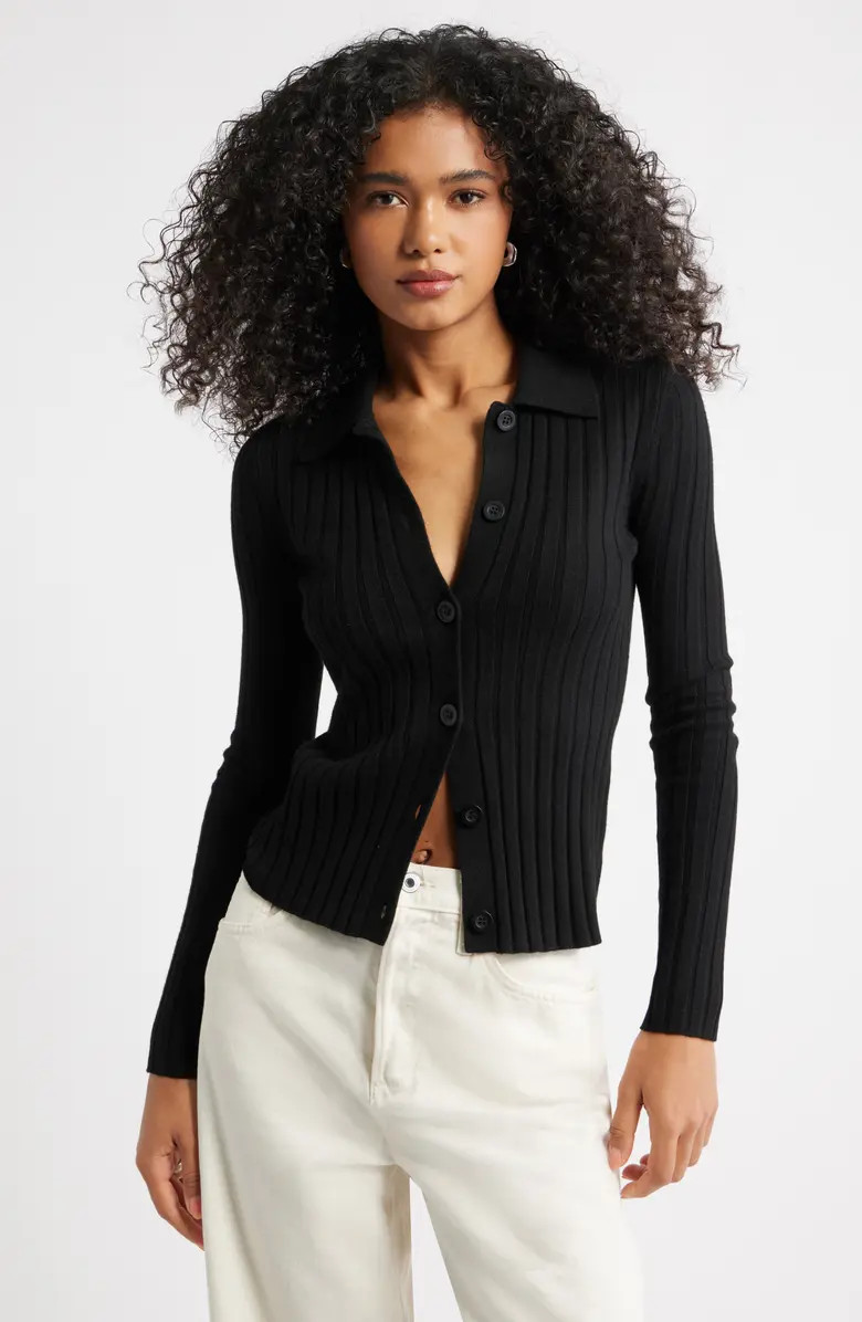 Collared Rib Cardigan | Nordstrom