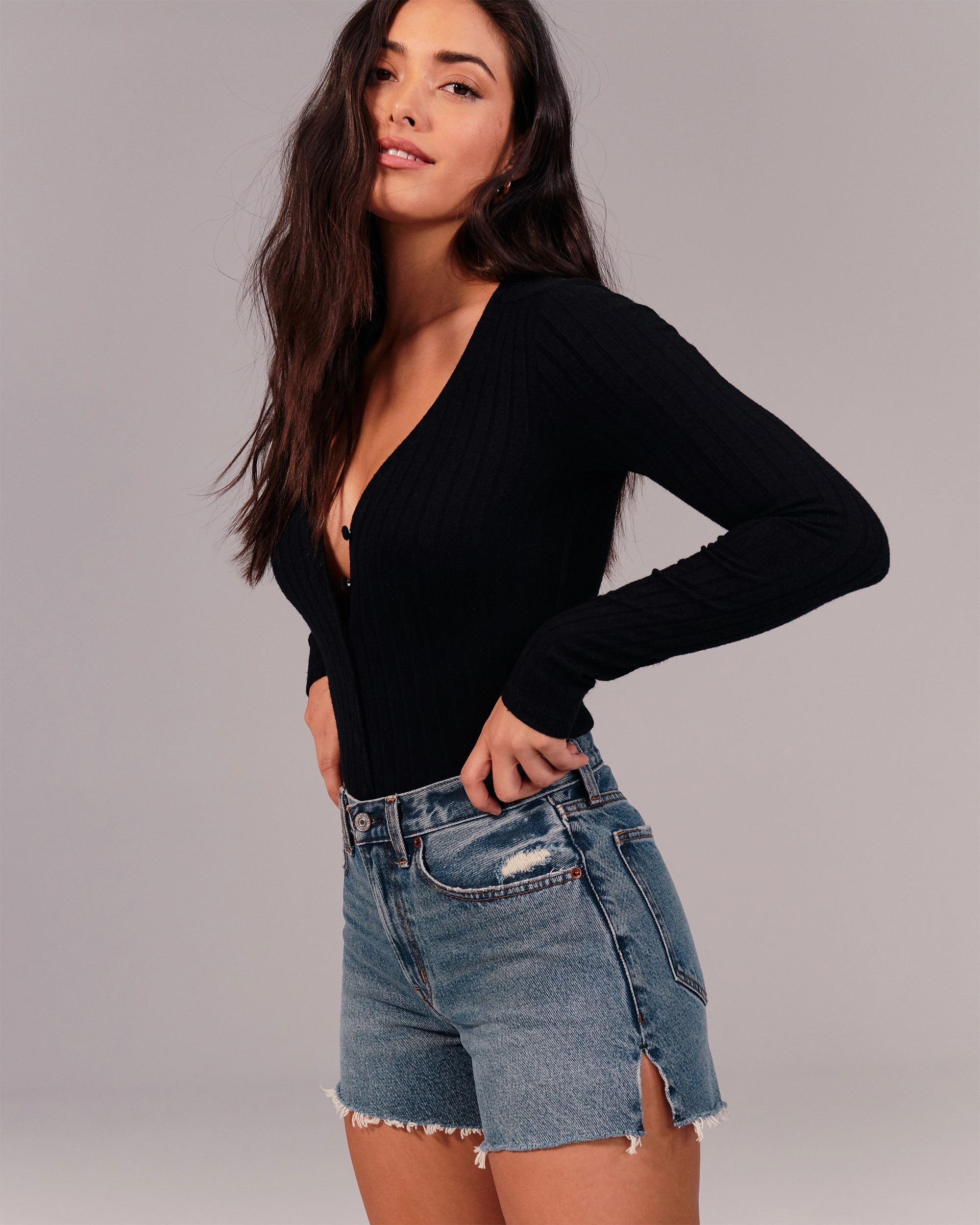 Curve Love Mid Rise Boyfriend Shorts | Abercrombie & Fitch (US)