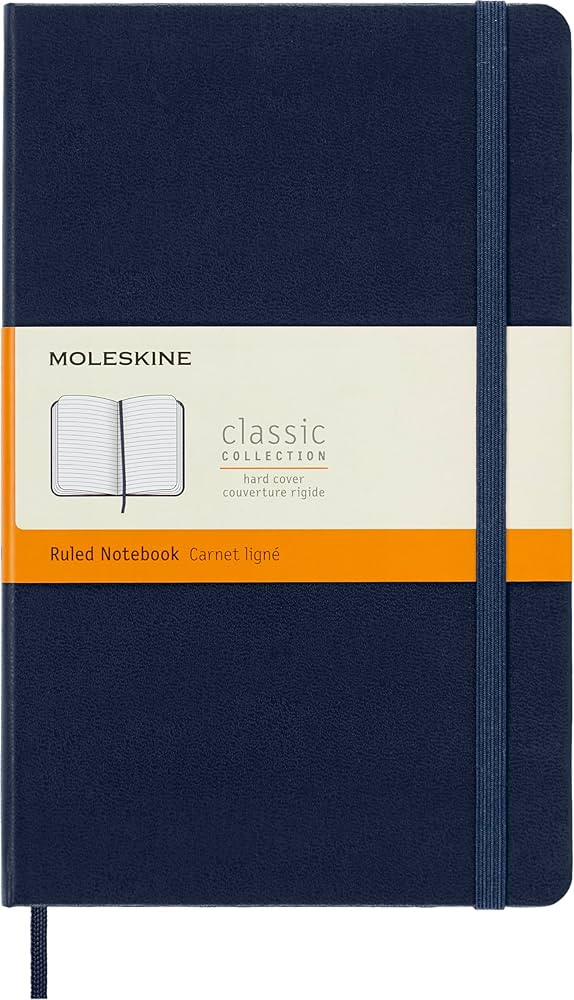 Moleskine Classic Notebook, Large, Ruled, Sapphire Blue, Hard Cover (5 x 8.25) | Amazon (US)