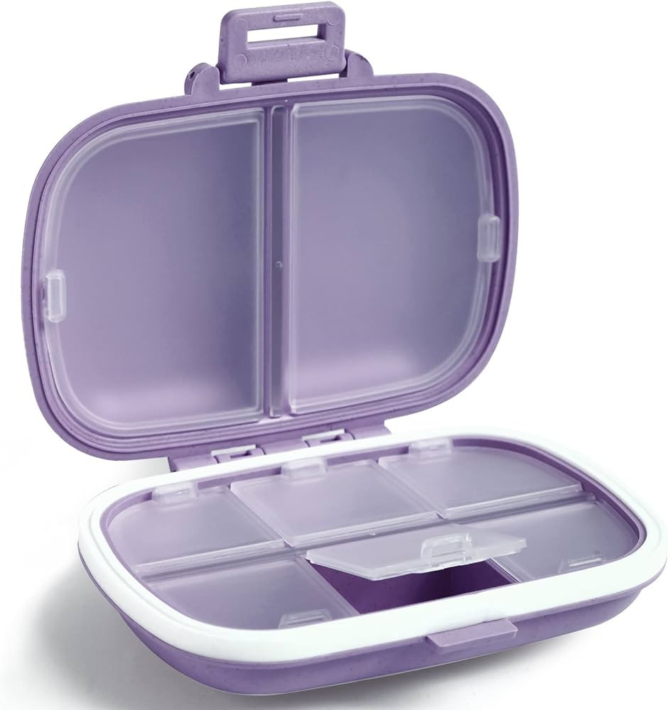 Daily Pill Organizer, 8 Compartments Portable Pill Case, Pill Box to Hold Vitamins, Cod Liver Oil... | Amazon (US)