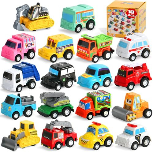 Fajiabao 18 Pcs Toddler Toys Cars for 1-3-5 Mini Pull Back Cars & Trucks Toddler Party Favors Pinata Easter Egg Fillers Goodie Bags Stuffers for Kids Bulk Prizes for 2 3 4 5 6 Boys Girls | Amazon (US)