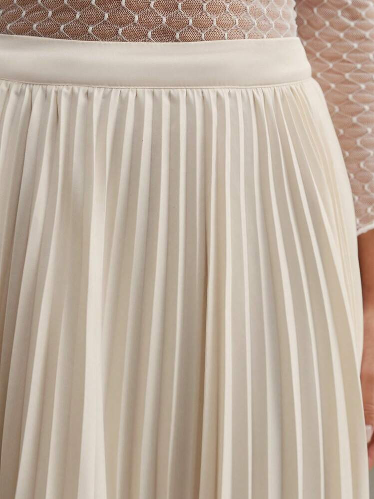 Anewsta Women's Solid Color Elegant Pleated Skirt | SHEIN