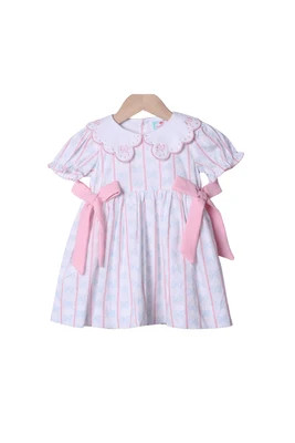 Embroidered Sweet Scalloped Bow Dress | The Smocked Flamingo