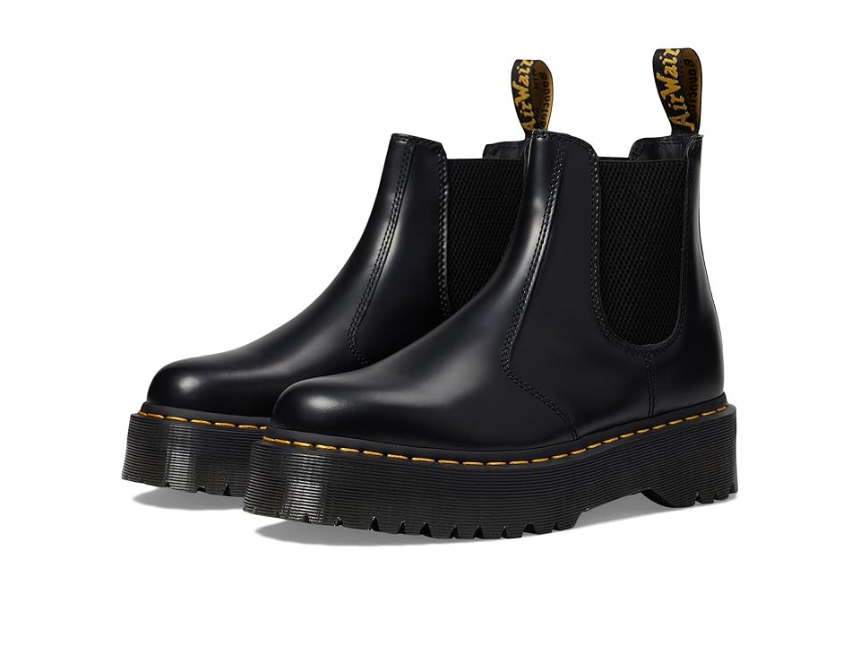 Dr. Martens 2976 Quad Smooth Leather Platform Chelsea Boots Boots Black Polished Smooth : UK 8 (US Men's 9 - US Women's 10) Medium | Zappos