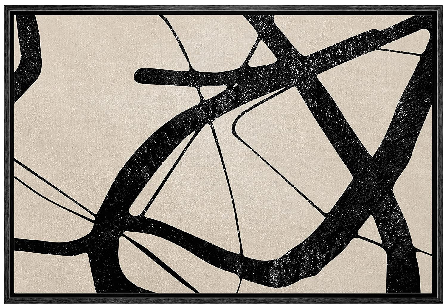 wall26 Framed Canvas Print Wall Art Mid-Century Dark Black Tan Ring Collage Abstract Shapes Illus... | Walmart (US)