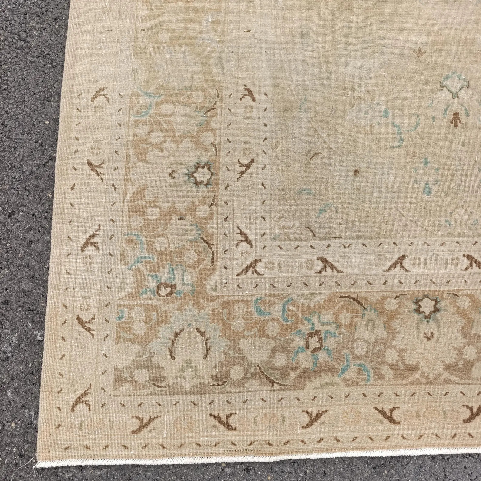 Vintage Oushak Rug 9x12, Distressed Turkish Area Rug, Beige Neutral Wool Carpet | Etsy (US)