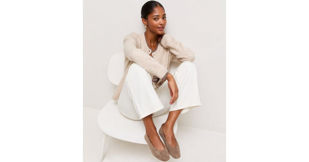 Women's Light Brown Faux Suede Almond Toe Ballerina Flats Vegan New Look | New Look (UK)