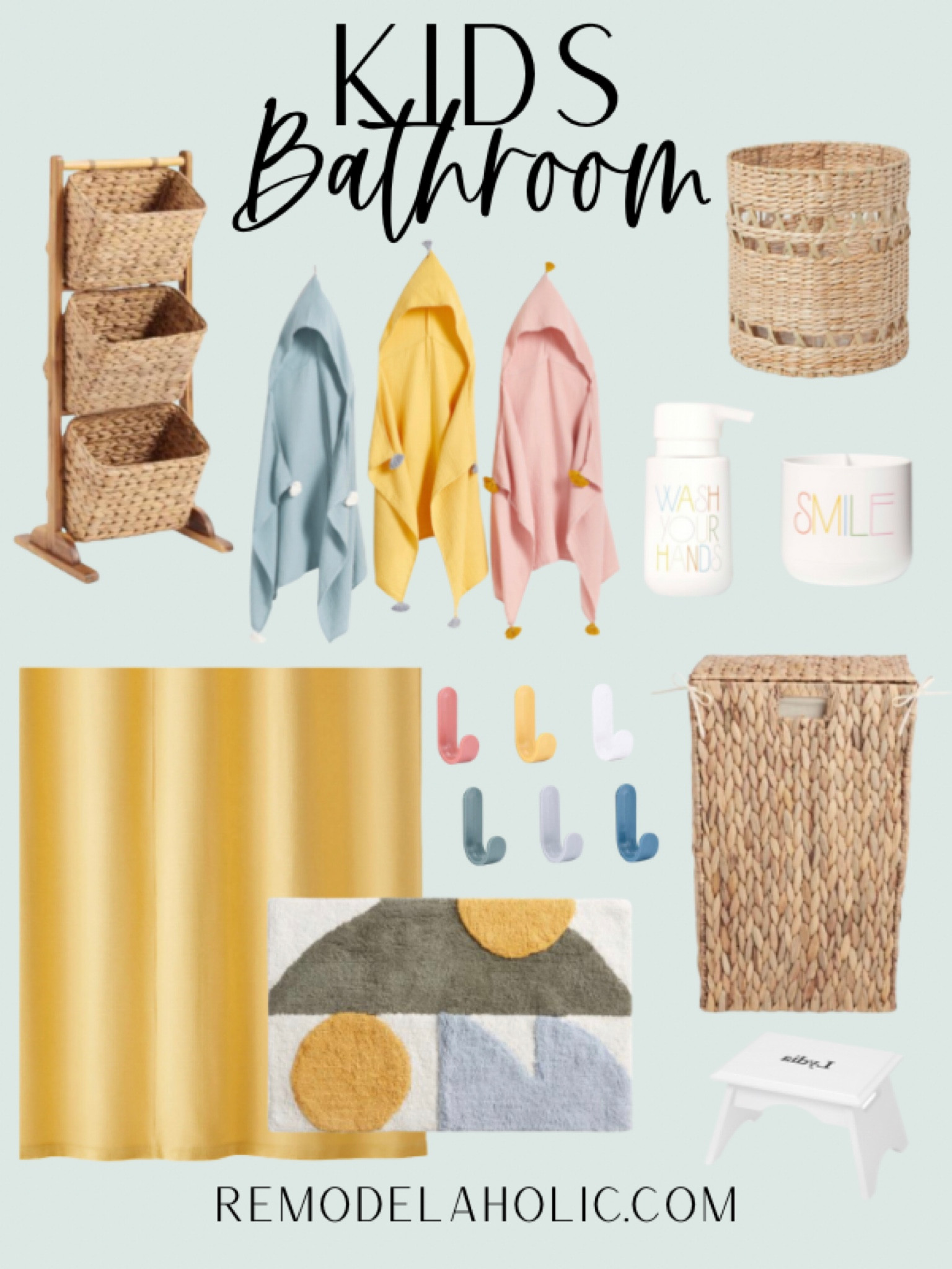 Kids bathroom refresh! We are loving these bright yet tasteful bathroom pieces for kids! They will add the perfect cheerful touch that your kiddos will love!

Bathroom, kids bathroom, home decor, kids home, cheerful home, bathroom refresh, crate and barrel, world market, target, amazon 



#LTKhome #LTKkids #LTKFind