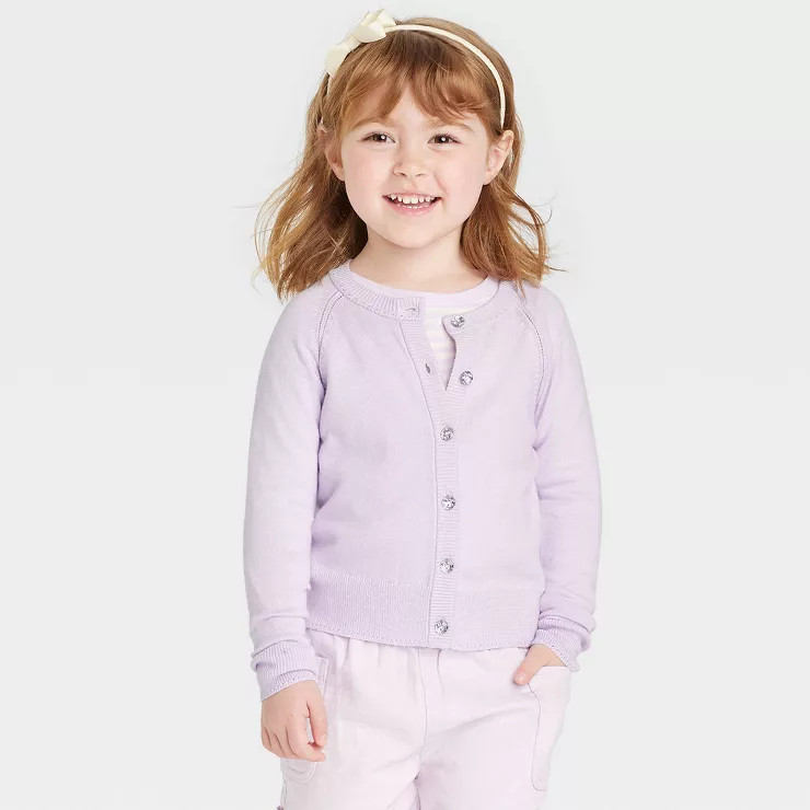 Toddler Girls' Raglan Cardigan - Cat & Jack™ Purple | Target