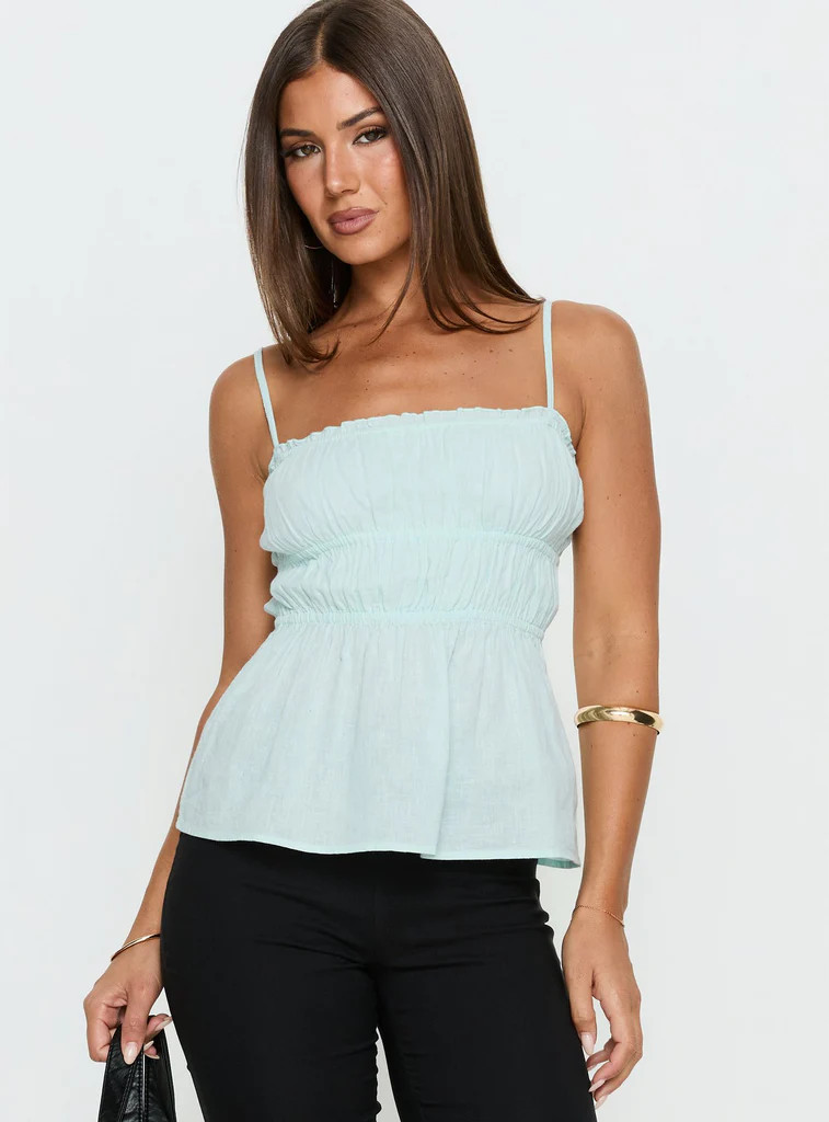 Rosecliff Ruched Longline Top Mint | Princess Polly US
