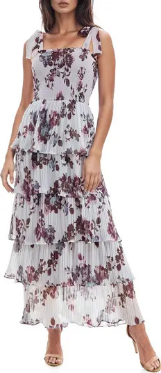 Floral Print Pleated Tier Maxi Dress | Nordstrom