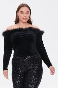Plus Size Faux Feather-Trim Top | Forever 21 (US)