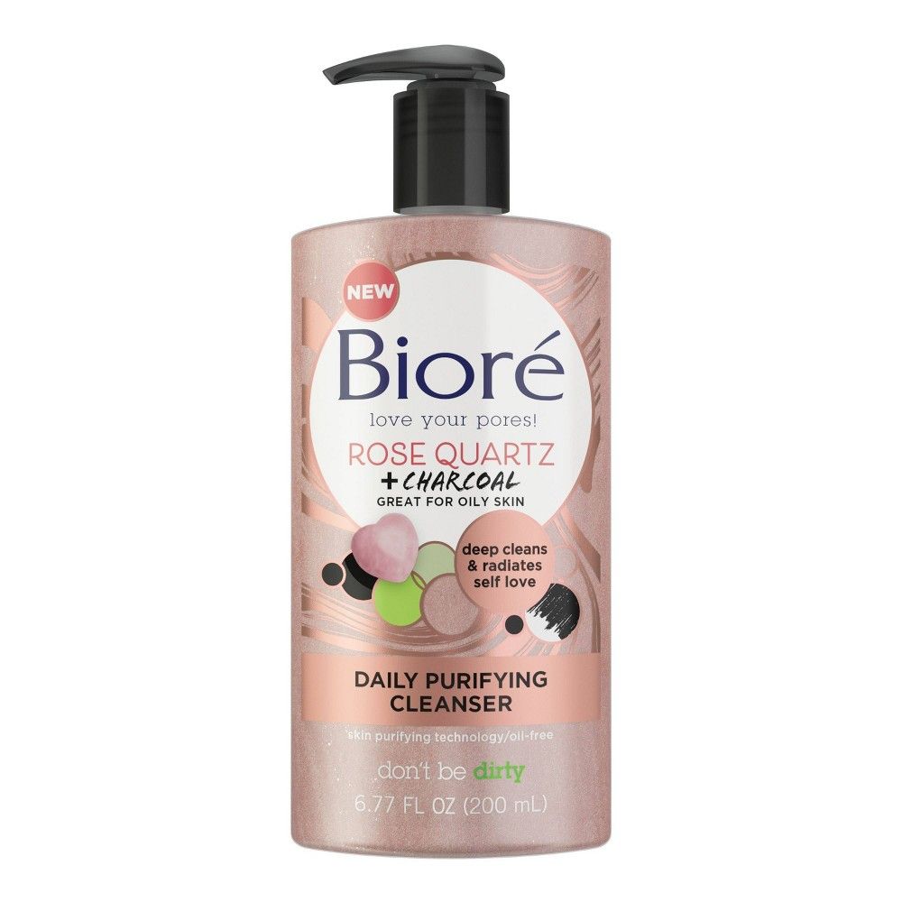 Biore Rose Quartz + Charcoal Daily Purifying Cleanser - 6.77 fl oz, Women's | Target