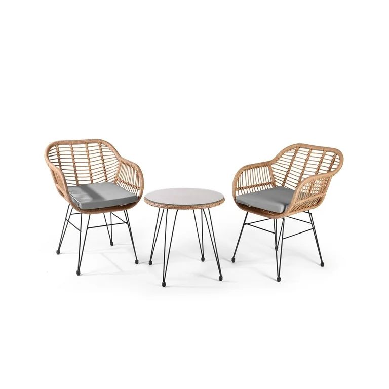 WestinTrends 3-Piece Outdoor Patio Conversation Seating Set, Gray | Walmart (US)