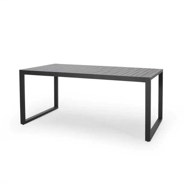 GDF Studio Noah Outdoor Aluminum Rectangular Dining Table Black, 6 Person | Walmart (US)
