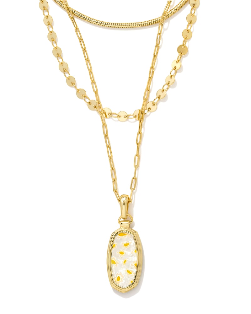 Framed Dani Convertible Gold Triple Strand Necklace in White Mosaic Glass | Kendra Scott