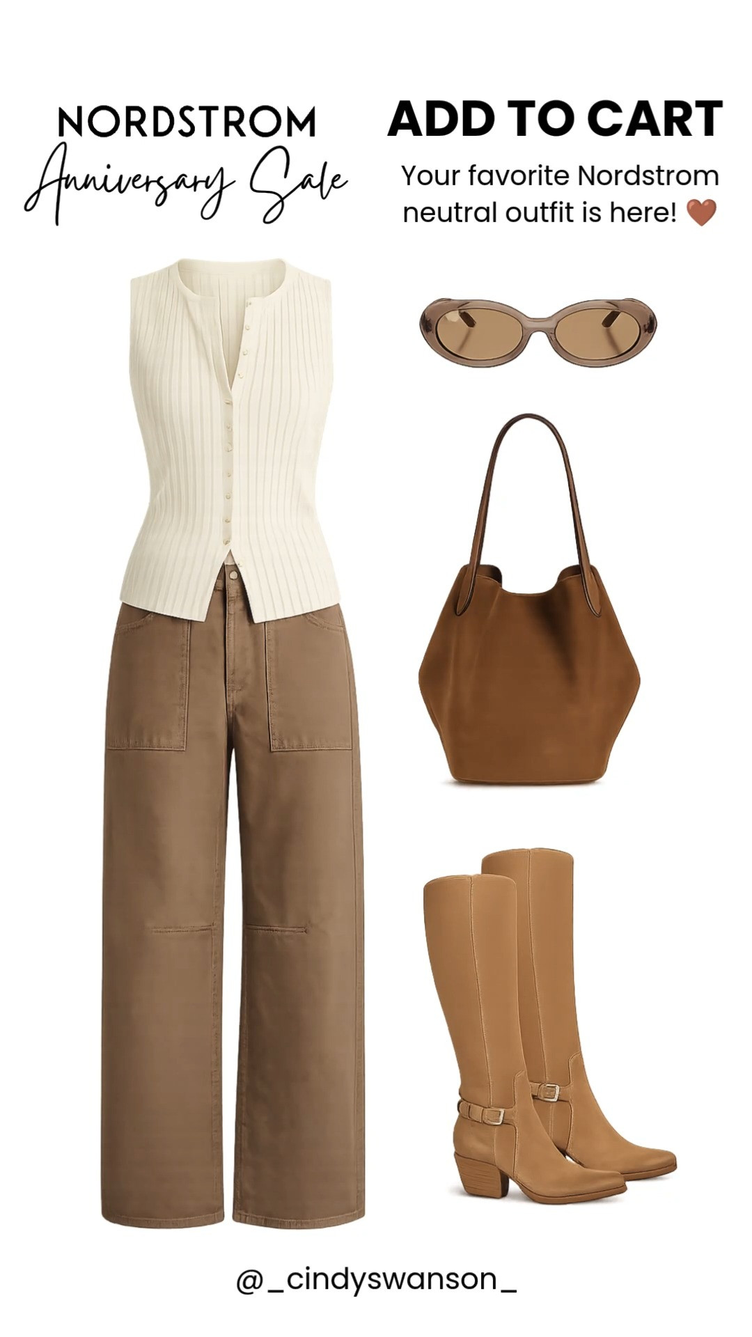 Everything about this Nordstrom Anniversary Sale outfit feels timeless!

From the ribbed knit vest and wide-leg utility pants to the suede tote and western-inspired boots, these are the pieces you'll wear for years. The neutral color palette makes mixing and matching effortless all season long.

💡 LTK MADE EASY
❤️ Heart = Support my posts!
🔖 Save = Get sale & restock alerts
📋 Lists = Keep favorites organized
📲 Share = Send lists and products to a friend. Hello, Christmas List!
💬 Comment = Ask me anything about these finds. :-) 

 #LTKootd #LTKOver40 #LTKSaleAlert
