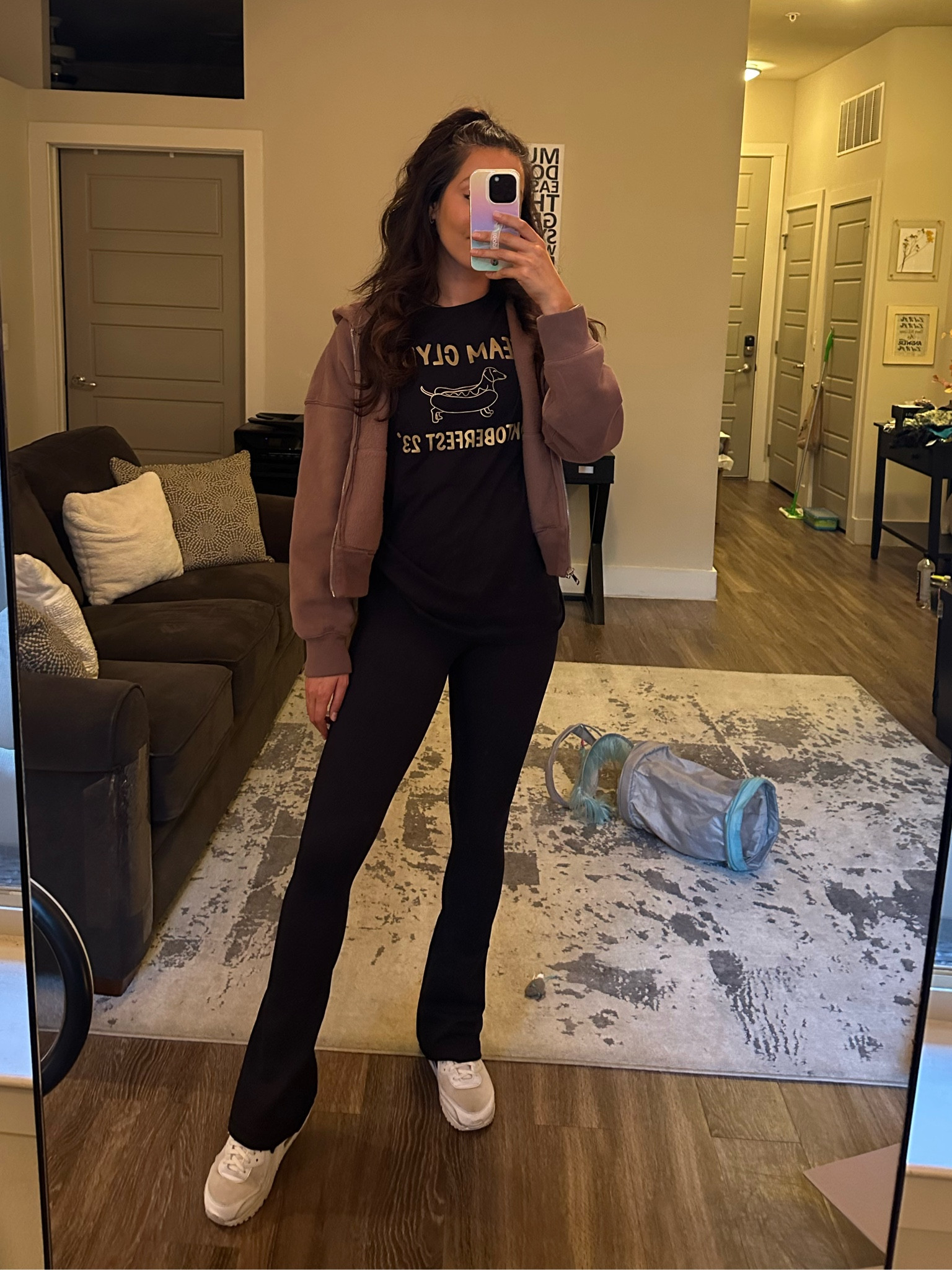 Tuesdays farmers market fit 

Lululemon high rise mini flare pant size 6
Abercrombie Sunday zip up size S 

#LTKshoecrush #LTKfitness