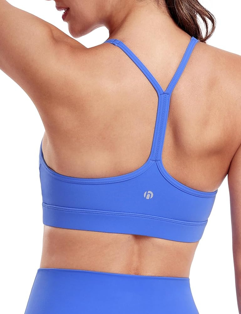 HeyNuts to Freest Y Back Sports Bras for Women Spaghetti Thin Strap Workout Bras Wirefree Padded ... | Amazon (US)