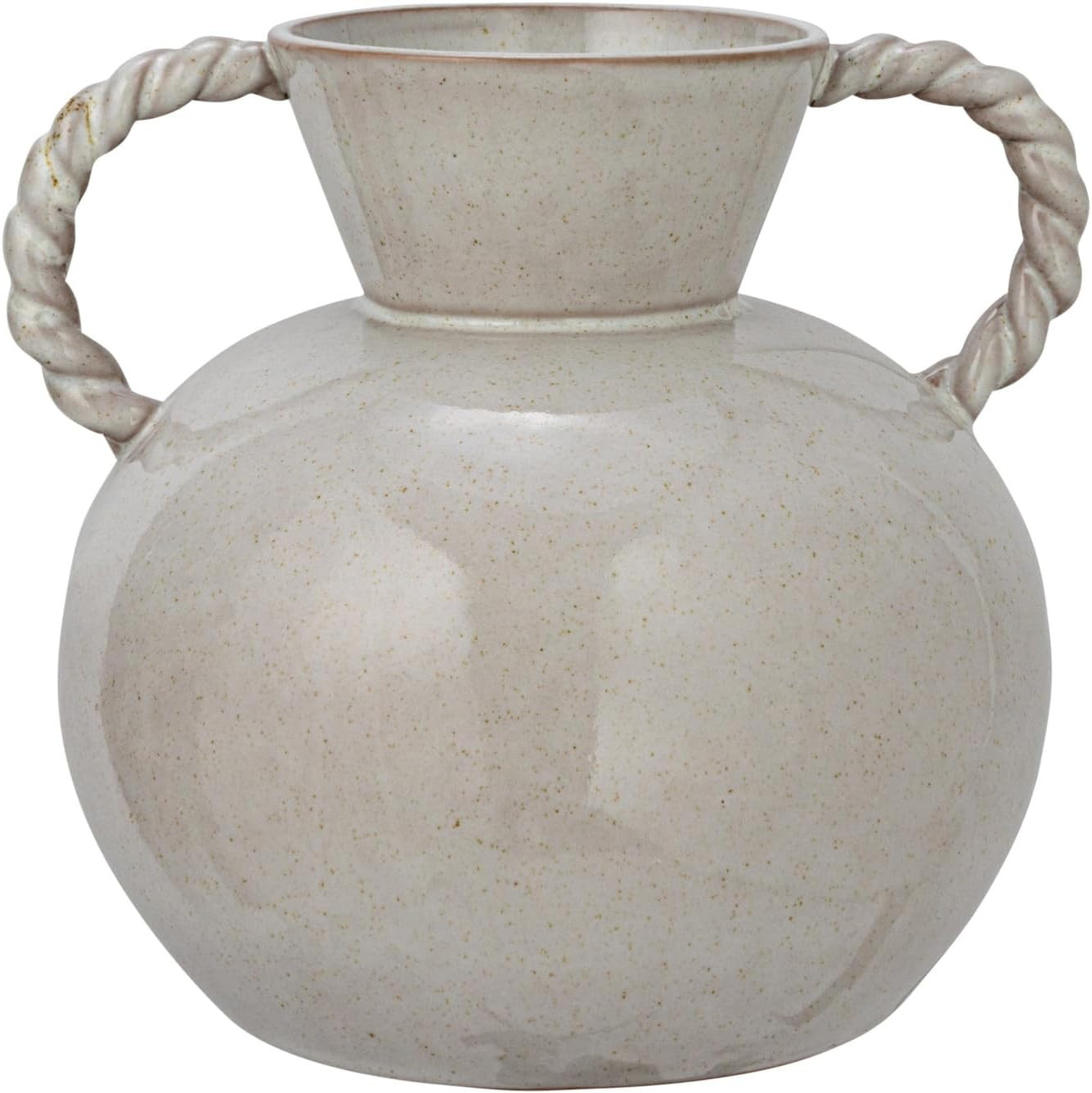 Bloomingville 9.25 Inches Stoneware Twisted Handles and Reactive Glaze, Cream Color Vase | Amazon (US)