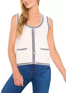 CeCe Women's Scoop Neck Crochet Tapered Tank Top | Belk