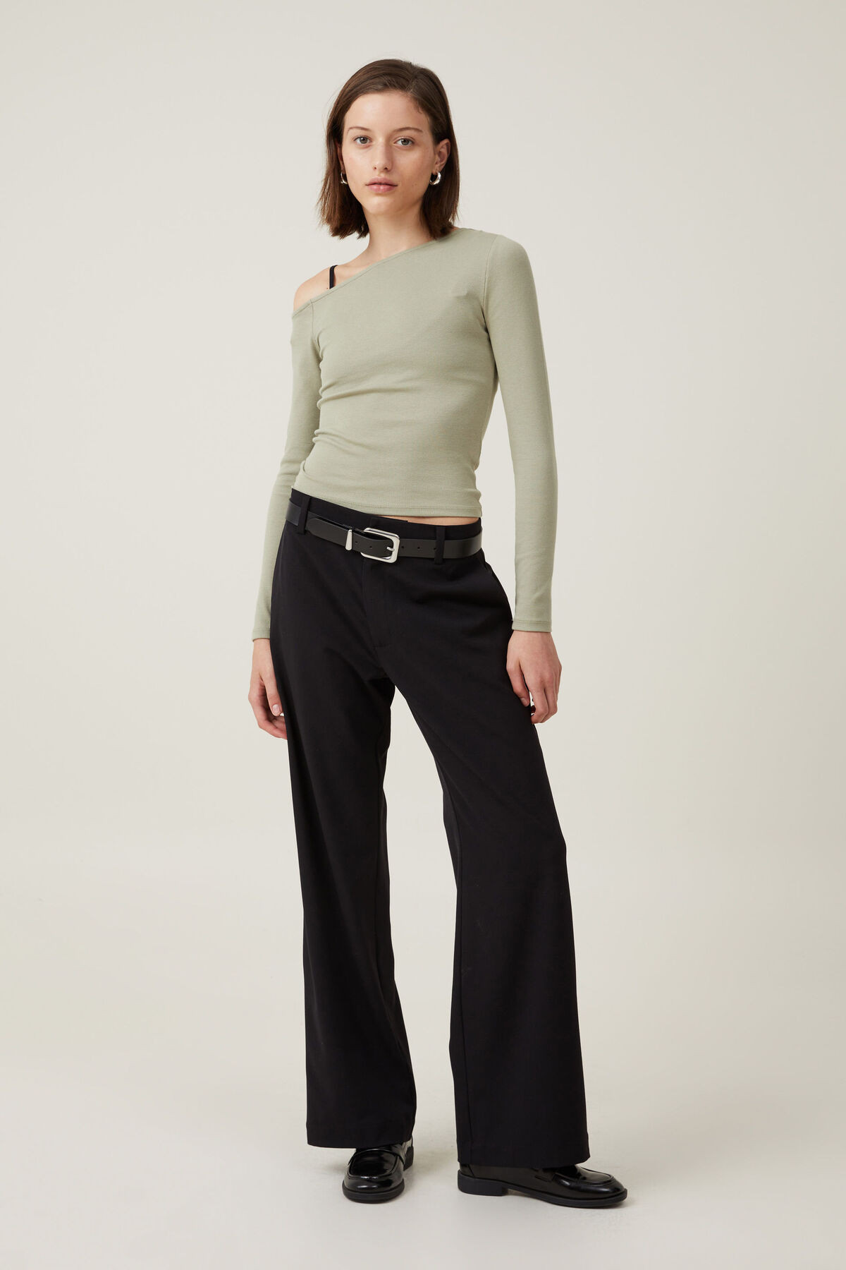 Essential Rib Asymmetric Long Sleeve Top | Cotton On (US)