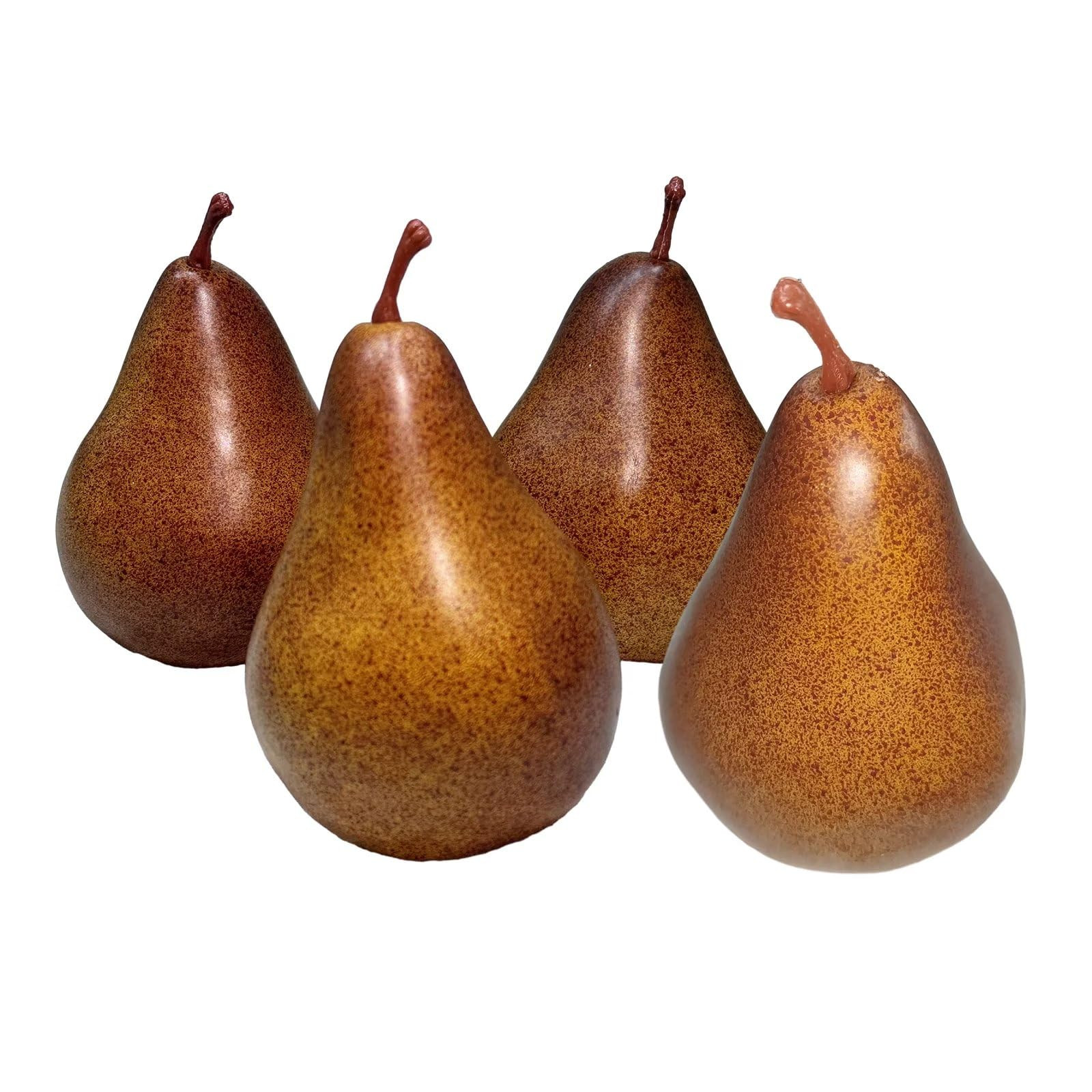 Emivery 4Pcs Fake Brown Pears, Lifelike Simulation Brown Pears Decorative Fruits Faux Pear for Ch... | Amazon (US)
