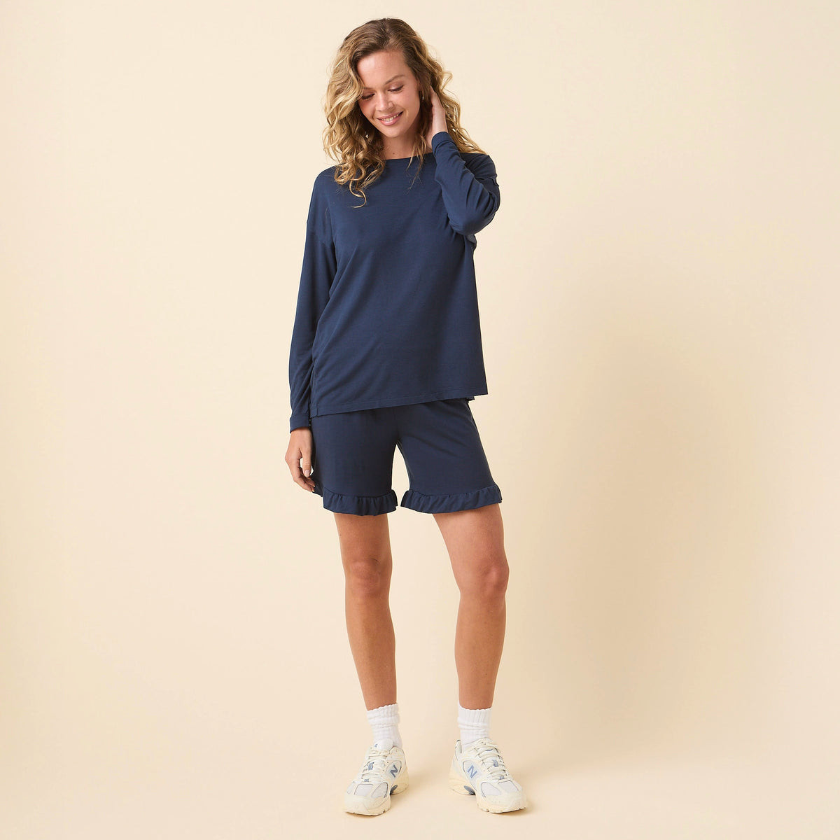 Long Sleeve Modal Tee - Navy | Lauren James 