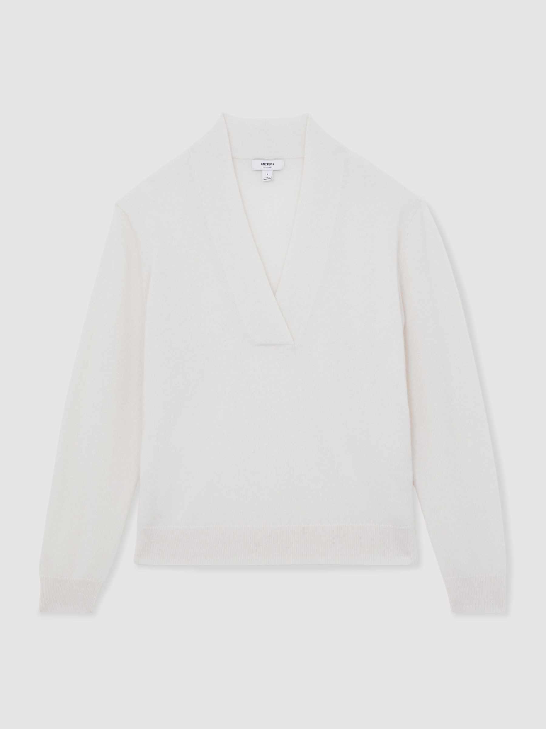 Cashmere V-Neck Jumper in Cream | Reiss UK