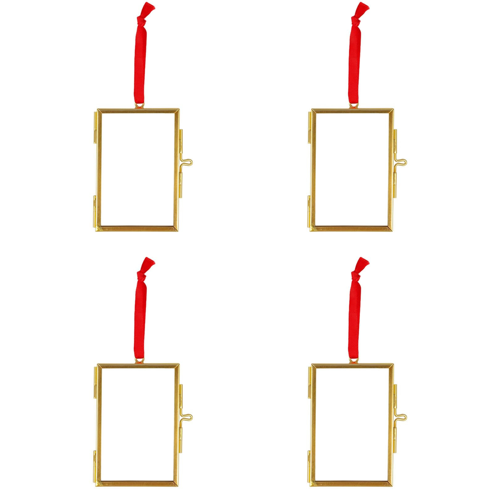4PCS Glass Picture Frame Ornament, 2x3 Inch Brass Hanging Photo Frame Mini Vintage Double Glass F... | Amazon (US)