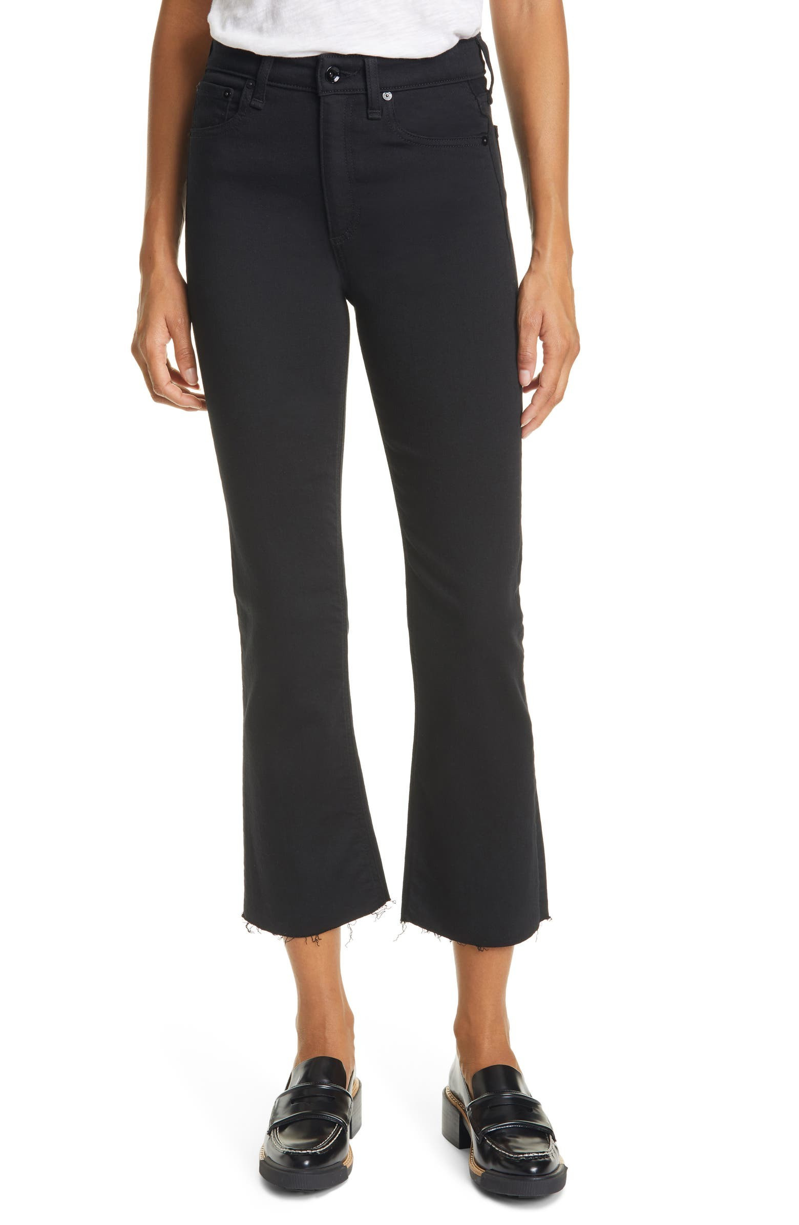 Nina High Waist Raw Hem Ankle Flare Jeans | Nordstrom | Nordstrom